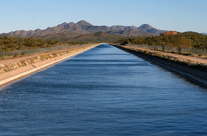 Arizona water canal, illustrating the state's dependence on Colorado River supply amid the desalination policy debate